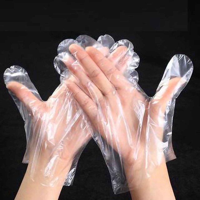 Efavormart Pack of 100 Clear Plastic Disposable Gloves, Powder Free