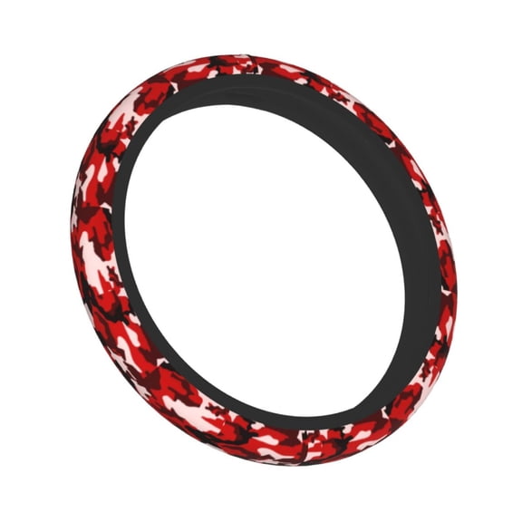Red Camouflage Elastic Stretch Steering Wheel Cover Car Wheel Protector Universal 15 Inch Fit For Vehicle Car Auto Suv
