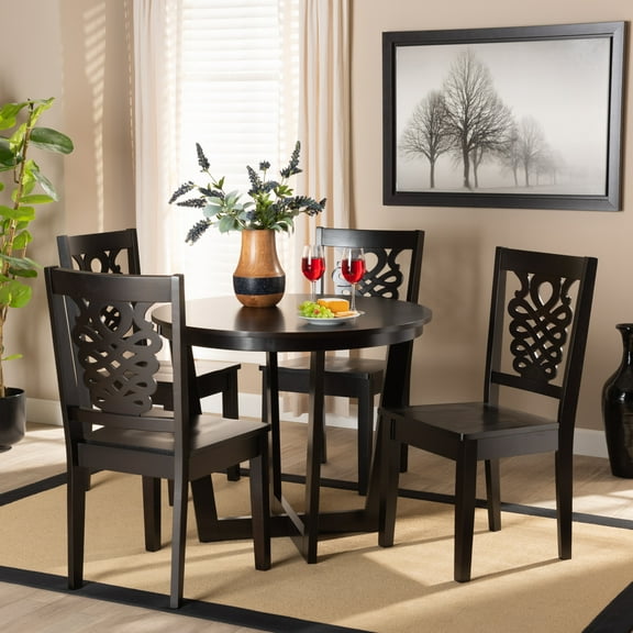 Baxton Studio Salida Modern and Contemporary Transitional Dark Brown Finished Wood 5-Piece Dining Set