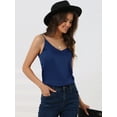 thumbnail image 2 of DARING DIVA Satin Cami Silky Strap Top Lounge Pajama Camisole L Navy, 2 of 6