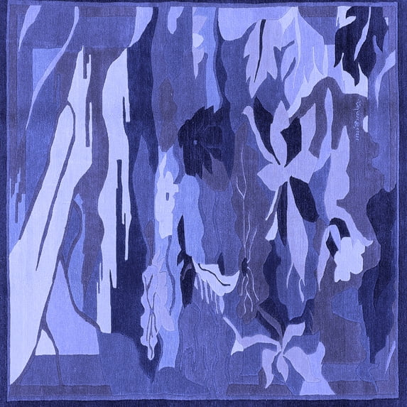 Ahgly Company Indoor Square Abstract Blue Modern Area Rugs, 4' Square