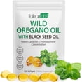 thumbnail image 1 of Cápsulas blandas de aceite de orégano - Aceite de orégano silvestre de 6,000 mg con aceite de semilla negra cápsulas de 200 mg, 120 unidades, potente carvacrol y timoquinona, sin OMG, sin lácteos, 1 of 9