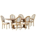 thumbnail image 2 of Noble House Dored Fabric and Wood 7 Piece Dining Set, Gray Stripe and White Print and Natural, 2 of 13