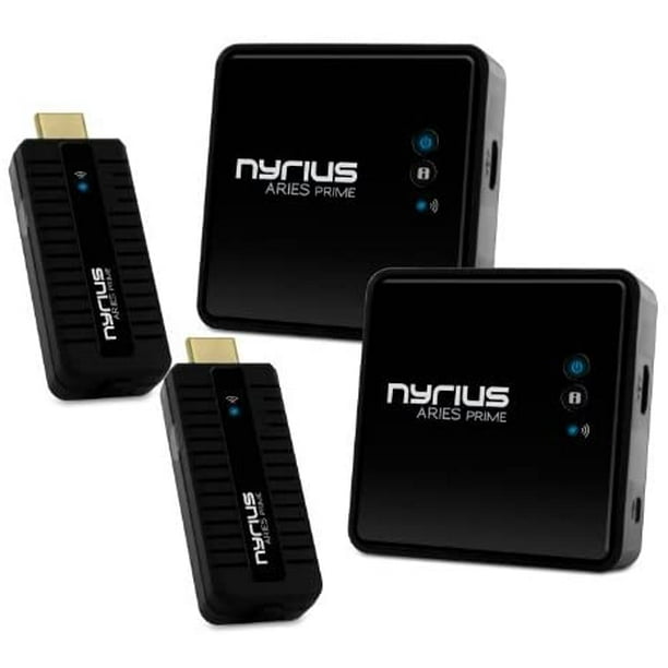 Nyrius ARIES Prime Sans Fil Vidéo HDMI Émetteur et Récepteur pour le Streaming HD 1080p 3D Vidéo et Audio Numérique à Partir d'Un Ordinateur Portable, PC, Câble, Netflix, YouTube, PS4 à HDTV - NPCS549 (Pack de 2)
