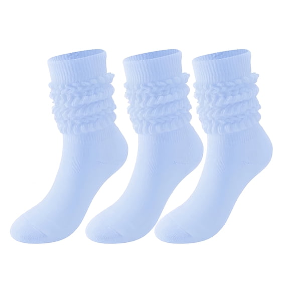 TELOLY 3 Pairs Long Slouch Socks for Women and Men Winter Solid Color Warm Bubble Socks Soft Thick Stacked Boot Socks Scrunchie Sock