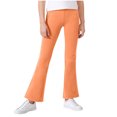 thumbnail image 5 of JTSRKL Girl's Leggings Stretchy High Waisted Flare Yoga Pants Bootcut Pants Tummy Control Basic Solid Color Full Length Bell Bottoms with Pockets Orange 9-10 Years, 5 of 8
