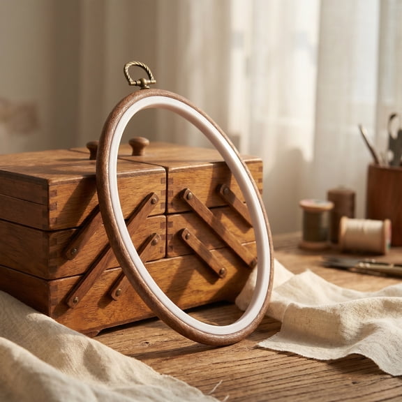 LOLIPPYY 4-Pack Brown Embroidery Hoop Frames for , Hanging Crafts, and Needlework Projects