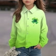 thumbnail image 5 of St. Patrick's Day Shirts Boys Girls Lapel Button Down Long Sleeve Print Tops Holiday Casual Stylish Cardigan (5-6 Years, Green-A), 5 of 7