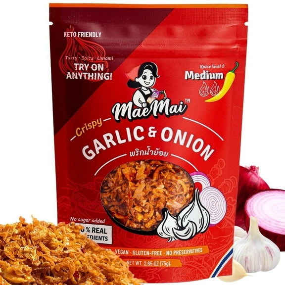 MaeMai Crispy Onions & Garlic Flakes Gluten-free | Medium Spice | 75g | Single