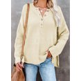 thumbnail image 7 of Aleumdr Sweaters for Women Long Sleeve Button V Neck Jumper Tops Oversized Waffle Knit Pullover 2XL, 7 of 7
