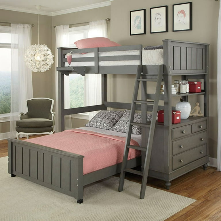 Lake house white full loft bed with desk deals