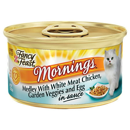 Purina Fancy Feast Mornings Medley with White Meat Chicken, Garden Veggies and Egg Cat Food, 3 oz Can