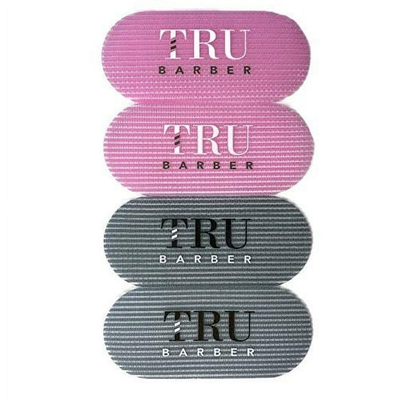 PINZAS PARA EL CABELLO TRU BARBER, PAQUETE DE 2 COLORES, 4 PIEZAS para hombres y mujeres, pinzas para el cabello de salón y barbero para peinar los soportes para el cabello (gris/rosa).