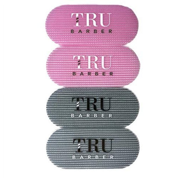 PINZAS PARA EL CABELLO TRU BARBER, PAQUETE DE 2 COLORES, 4 PIEZAS para hombres y mujeres, pinzas para el cabello de salón y barbero para peinar los soportes para el cabello (gris/rosa).
