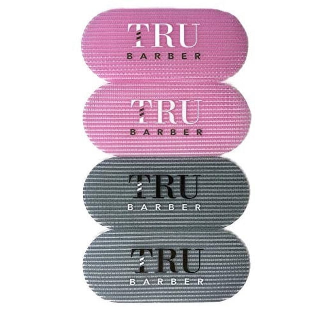 PINZAS PARA EL CABELLO TRU BARBER, PAQUETE DE 2 COLORES, 4 PIEZAS para hombres y mujeres, pinzas para el cabello de salón y barbero para peinar los soportes para el cabello (gris/rosa).