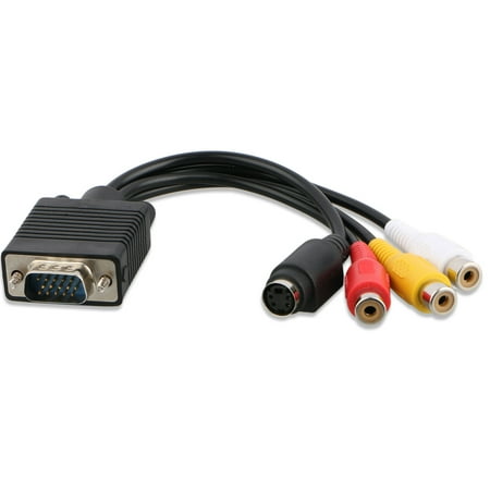 Matrix S-video Cable - VGA to TV S-Video 3 RCA AV Audio Video Adapter Cable Converter for PC Computer