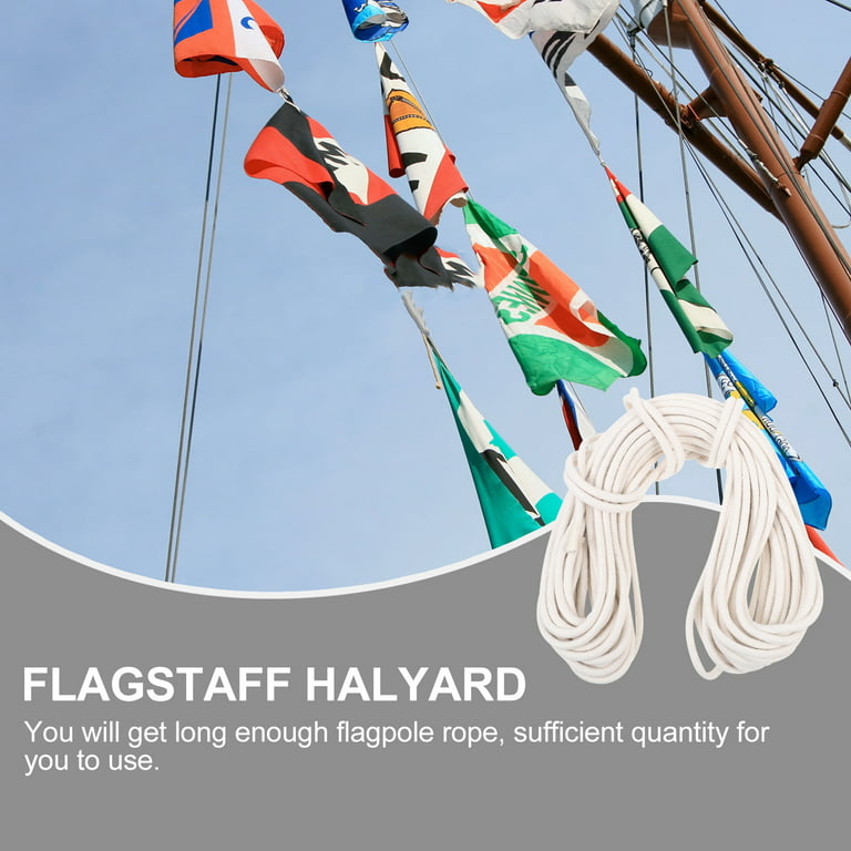 Flag Flagpole Pole Rope Halyard Accessories Replacement Lanyard Outdoor  Cord Nylon Kit Cotton Knot String Parts Clip