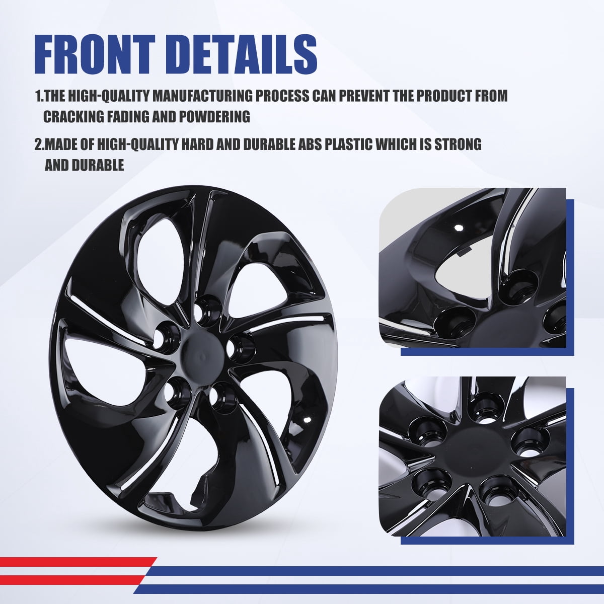 15" Set of 4 Hubcaps Wheel Rims Cover for 2013-2015 Honda Civic Sedan,2013 Honda Civic Coupe,Compatible With Steel Wheels Bolt on Installation(Black Lacquer)