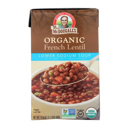 Dr. McDougall s Organic French Lentil Lower Sodium Soup - Case of 6 - 17.6 oz.