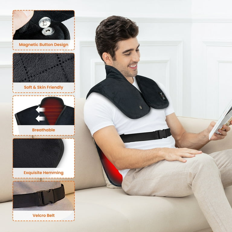 Adjustable Electric Heating Vibration Shoulder Massager For Men And Women -  Heated Pads