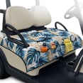 thumbnail image 2 of COEQINE Universal Golf Cart Seat Towel Blanket with 4 Front Pockets & Convenient Fold-Away Design, Fits for EZGO, Yamaha, Club Car and More 2 Person Seats, Blue Golf Monstera Palm Leaf, 2 of 8