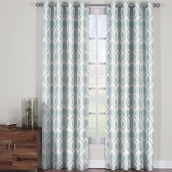 Modern Jacqueline Jacquard Drapes Grommet Top (Set of 2 Panels)