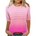 thumbnail image 2 of mfyjkho Tops De Moda Para Mujer, Camiseta De Moda Para Mujer Con Cuello Redondo Arrugado, Manga 3/4, Corte Holgado Y Mangas Cortas Tops Y Blusas Para Mujer S, 2 of 7