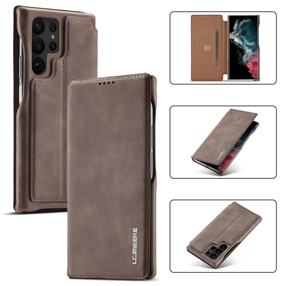 for Samsung Galaxy S24 FE Wallet Case, Slim Anti-Fall Protective Cover, Business PU Leather Strong Magnetic Closure Case with [Card Slot] [Kickstand] for Samsung Galaxy S24 FE - Coffee
