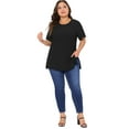 thumbnail image 3 of DARING DIVA Women's Plus Crew Neck Top 1X Black, 3 of 6