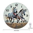 thumbnail image 2 of Two Horses White Wall Clock 10 Inch Silent Non Ticking Round Wooden Clock Decoration for Living Room Kitchen Bedroom Bathroom Office Classroom, 2 of 9