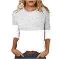 thumbnail image 1 of IROINID Hauts à Manches 3/4 Réduits pour Femmes T-shirt Imprimé Ample Blouse Mi-Longue Col Rond Hauts de Détente, Gris, 1 of 4