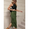 thumbnail image 6 of Denim Skirt Below Knee Length High Waisted Jean Skirts for Women  Green XL, 6 of 7