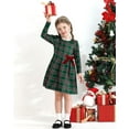 thumbnail image 5 of SANMIO Toddler Christmas Dress for Girls Plaid Dresses Red Green Long Sleeve Holiday Outfits Casual 2-7T, 5 of 14