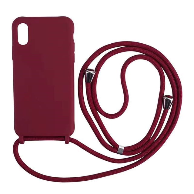 Funda de teléfono con collar de silicona líquida para iPhone 14 13 12 Pro 11 Pro XS MAX X XR 6 7 8 Plus SE, funda con cordón cruzado Tan Jianjun unisex