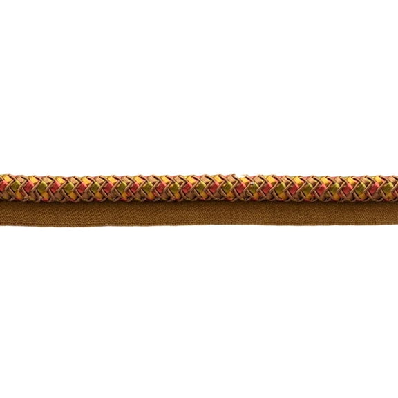 3/8" (1cm) Shiny Basket Weave Design Rope Cord Trim with Lip # 0038AR,, Red Sapling Brown #AR05 (Chocolate Brown, Light Red, Beige Gold) Sold By The Yard (36"/3 ft/0.9m)