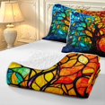 thumbnail image 4 of Homewish Watercolor Tree Of Life Quilt Full,Colorful Boho Glass Full Bedspread Sets,Black Reversible,3 Pieces, 4 of 7
