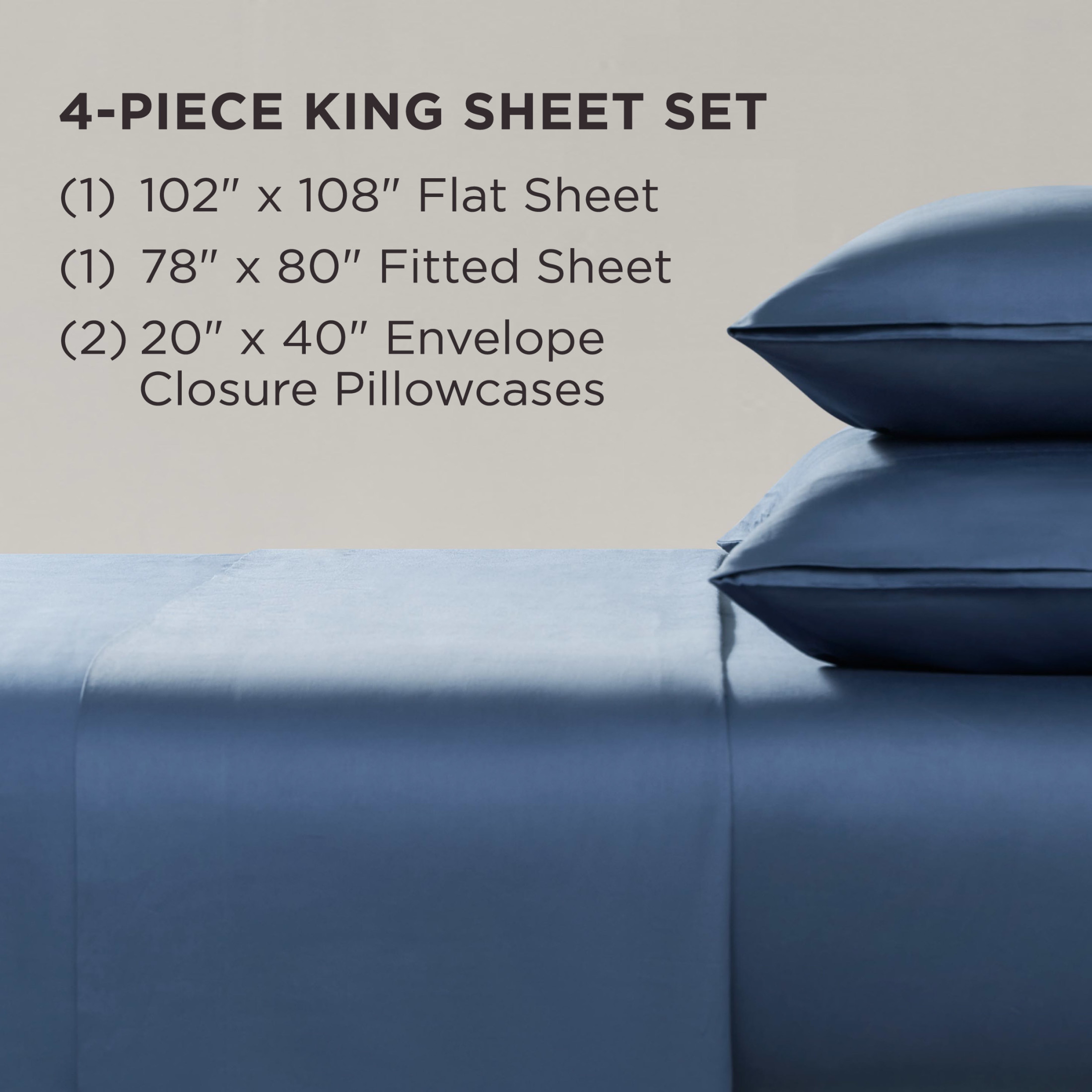 The Sheet Lab Cloud Embrace Sheet Sets, 4-Piece King, Denim Navy