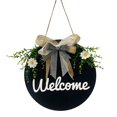 thumbnail image 1 of Bienvenue/bonjour Signe Couronne Ensemble Porte avant Cintre avec Arc Rond Extérieur Suspendu Signe Vertical Maison, 1 of 2