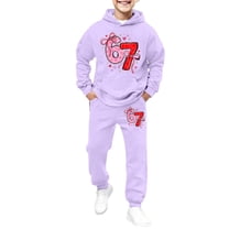 Piomll Matching Sets For Boys Valentine's Day Print Hooded Tracksuit Warm Jogger Pocket Athletic Clothes