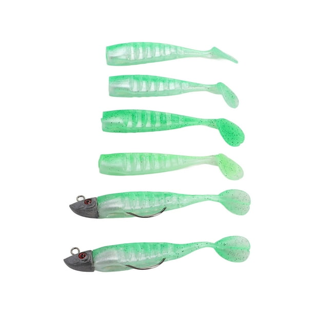 Artificial Silicone Soft Bait, Soft Fishing Lures Universal 2 Box 3D Eyes  For Saltwater For Freshwater Pink,Pea Green,Gold 