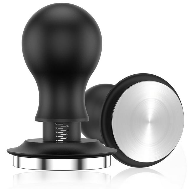 Coffee Press Tamper 51/53/58mm 304 Stainless Steel Espresso Hand Tamper with Scale 30lb Spring Loaded Barista Coffee Tamper Safe Ground Tamper for Coffee Espresso Home Cafe