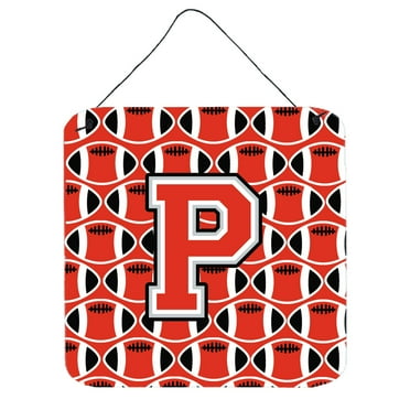 Letter P Football Scarlet and Grey Wall or Door Hanging Prints