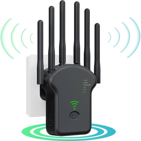 2024 WiFi Extender Signal Booster, Internet Wireless Repeater for Home Coverage up to (11800Sq.Ft),Easy Set Up WiFi Repeater with Ethernet Port & Ap Mode (Black)