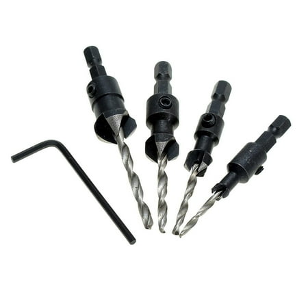 

SouthEle 4Pcs HSS Tapered Hex Shank Quick Change Woodworking Countersink Drill Bit Reamer