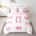thumbnail image 2 of Manfei Cute Bow Girl Twin Bedding Sets 7-Piece,Dreamy Princess Bedding Comforter Set Microfiber,Kawaii Ribbon Bow Knot Breathable Sheet Sets,Luxury Bedroom Decor,Reversible, 2 of 8