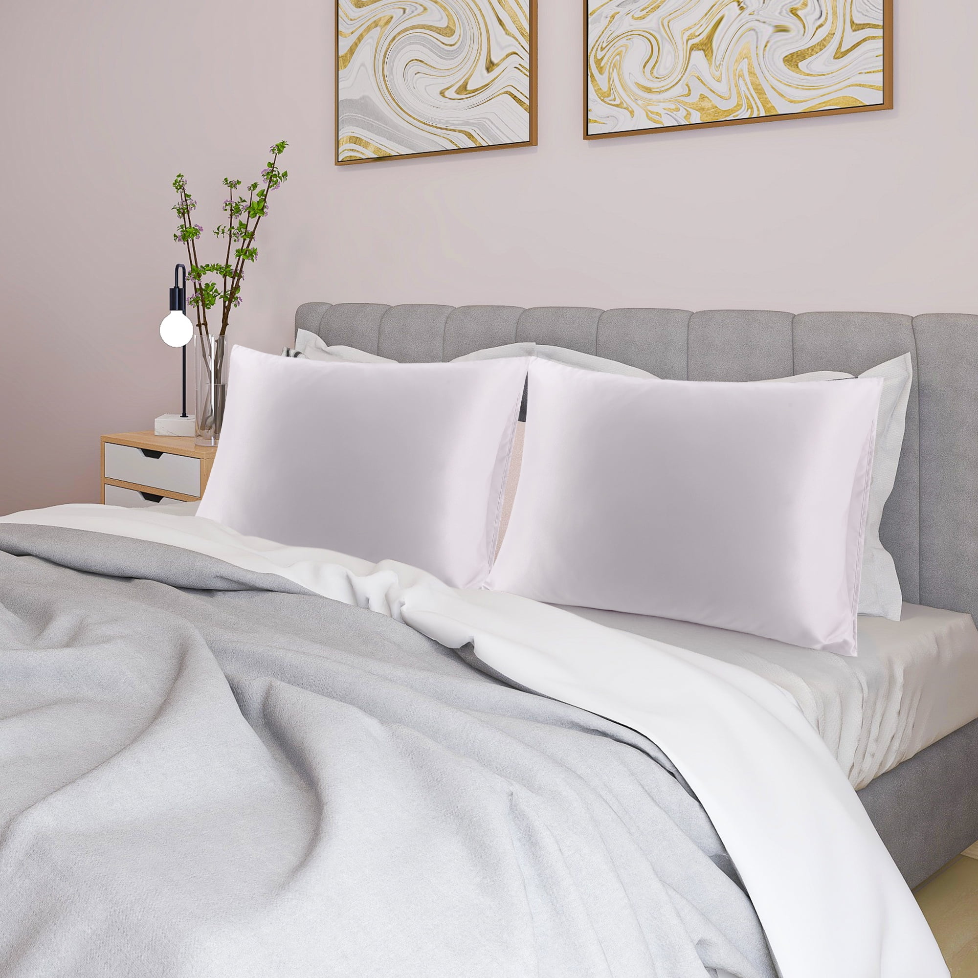 Unique Bargains 4 Pack Satin Pillowcases for Hair and Skin, Silver Standard