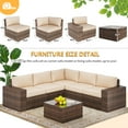thumbnail image 2 of Jolydale 6 Pieces Outdoor Patio Furniture Sets, PE Rattan Wicker Sectional Sofa with Coffee Table for Lawn, Backyard,Balcony, Beige, 2 of 8