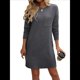 thumbnail image 1 of Vestido Mini Informal de Otoño para Mujer, con Cuello Redondo, Larga y Canalé Gris Oscuro S, 1 of 8