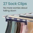 thumbnail image 3 of LEDREM 2-Tier Clothes Drying Rack, Foldable with 4 Adjustable Wings, 33 Rails, 27 Sock Clips, Free-Standing for Indoor/Outdoor Use, Silver & Blue, 3 of 10
