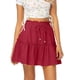 thumbnail image 1 of Gibobby faldas para niña corta de moda para mujer Falda sólida elástica de cintura alta(Vino, M), 1 of 5